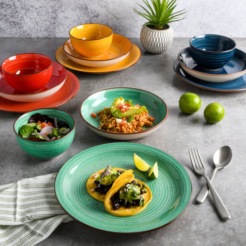 Color Speckle 12-Piece Stoneware Dinnerware Set