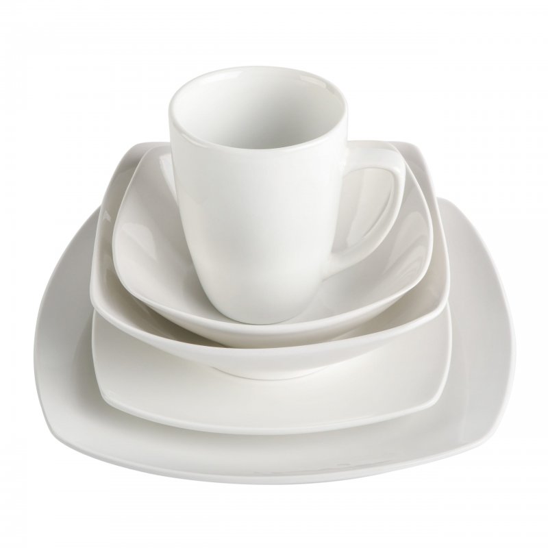 Everyday Square 40-Piece Fine Ceramic Expanded Dinnerware Set