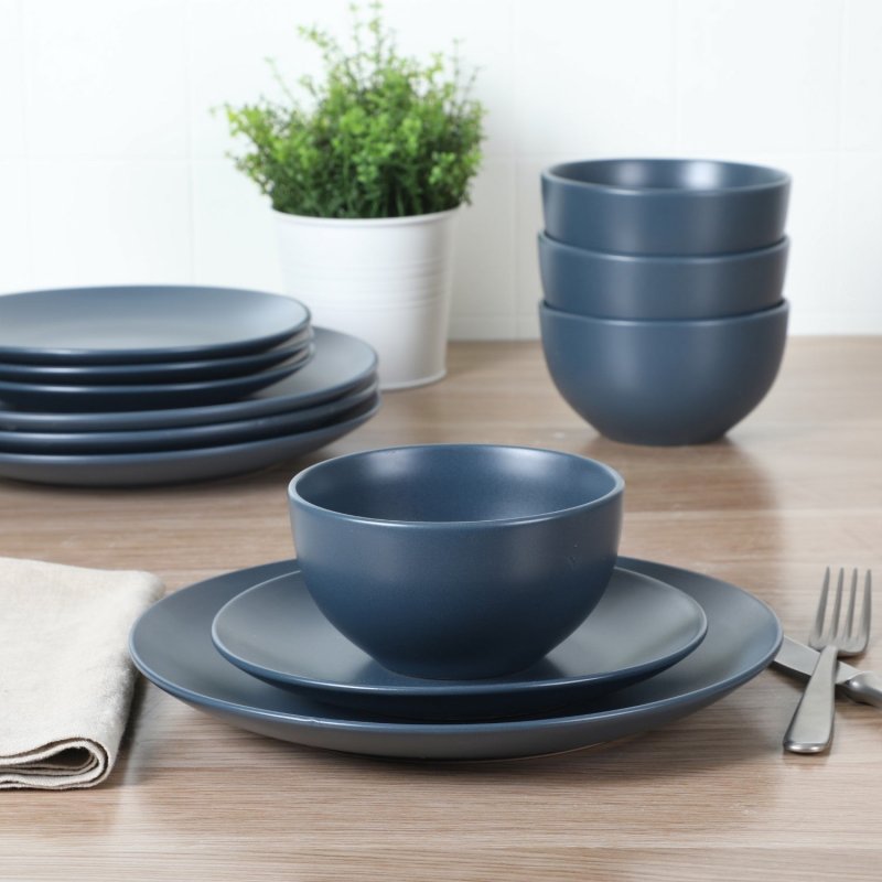 Queenslane 12-Piece Stoneware Matte Dinnerware Set