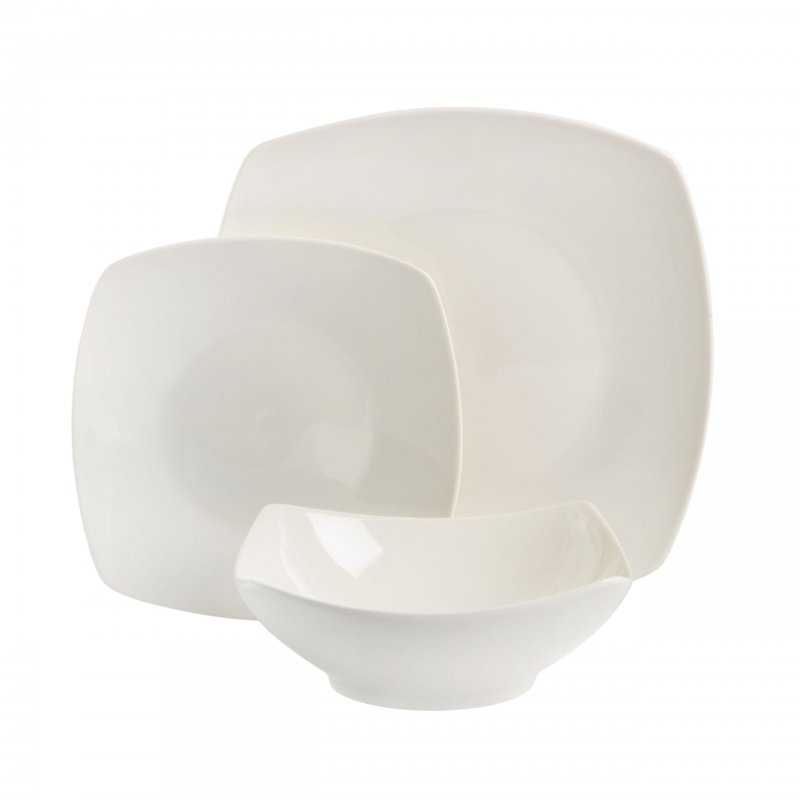 Everyday Square 12-Piece Fine Ceramic Dinnerware Set