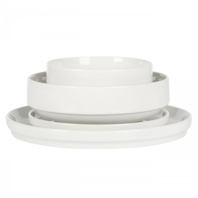 Rothernberg 16 Piece Stackable Porcelain Plates and Bowls Dinnerware Set