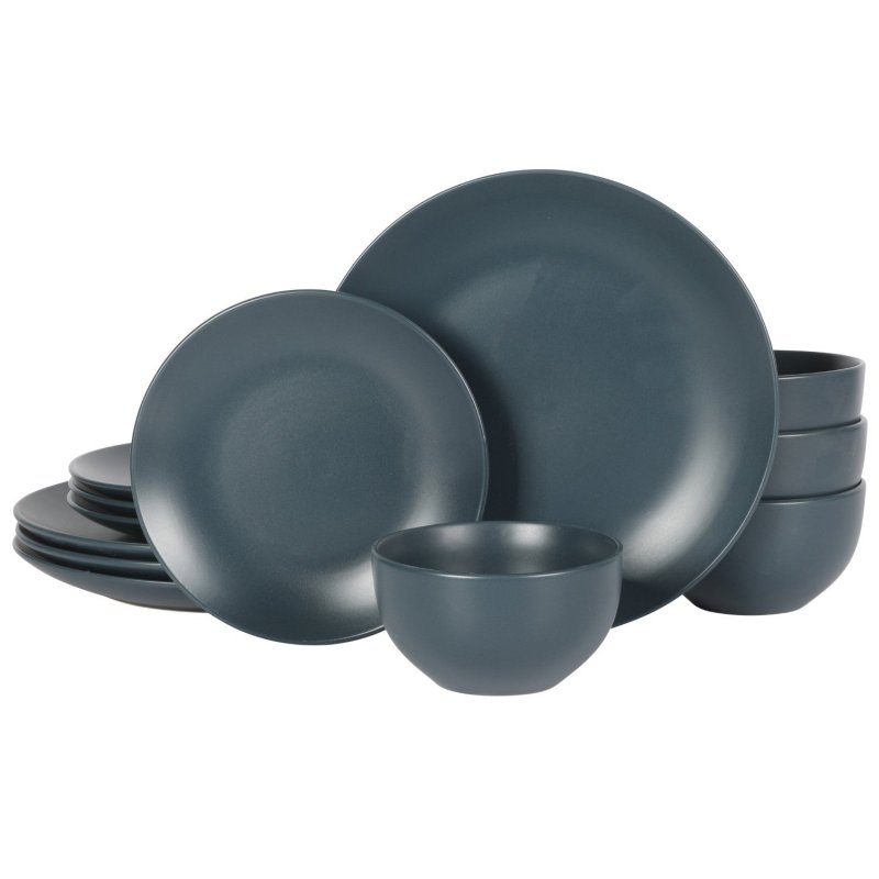 Queenslane 12-Piece Stoneware Matte Dinnerware Set