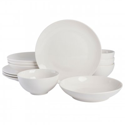 Next Gen 12-Piece Double Bowl Fine Ceramic Dinnerware Set