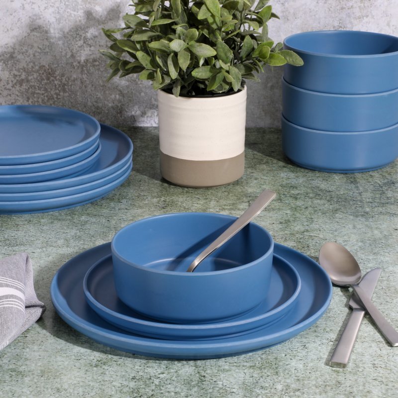 Canyon Crest 12-Piece Stackable Matte Melamine Dinnerware Set