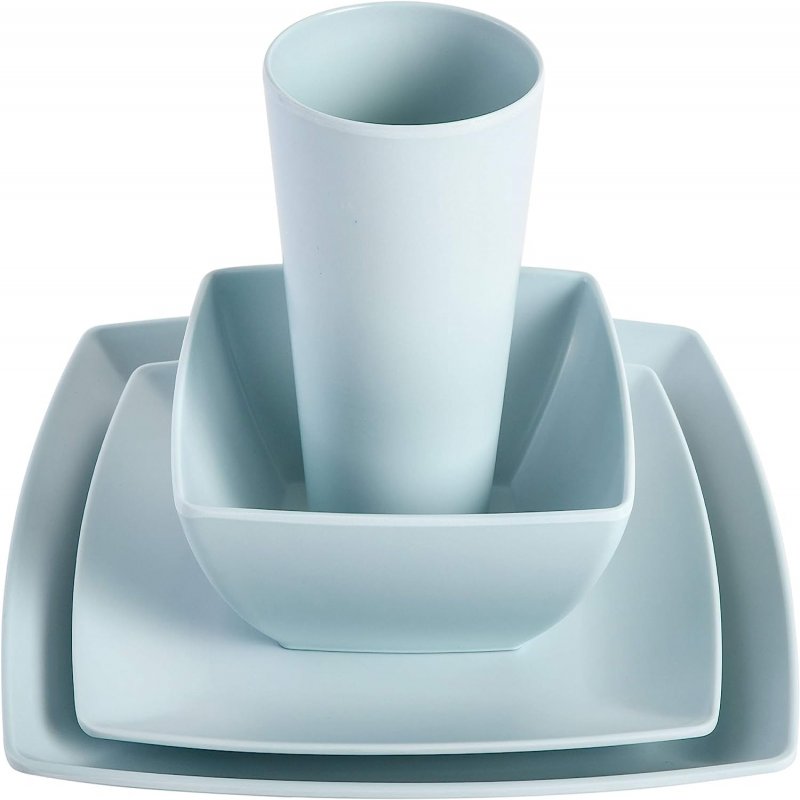 Soho Lounge Grayson Square 16-Piece Melamine Dinnerware Set