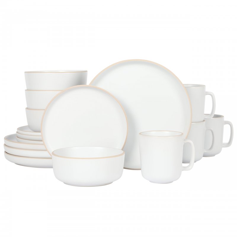 Zuma 16-Piece Round Matte Stoneware Dinnerware Set