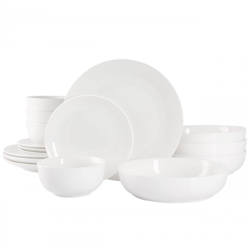 Gracious Dining 16-Piece Double Bowl Porcelain Dinnerware Set