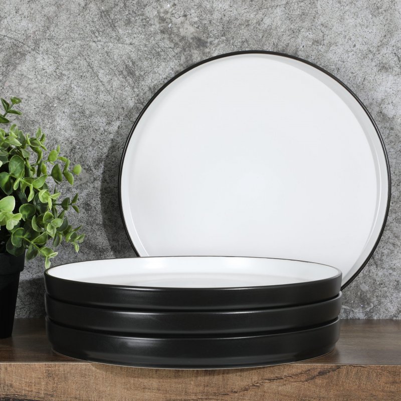 4 Pack 10.5″ Stoneware Stackable Dinner Plates