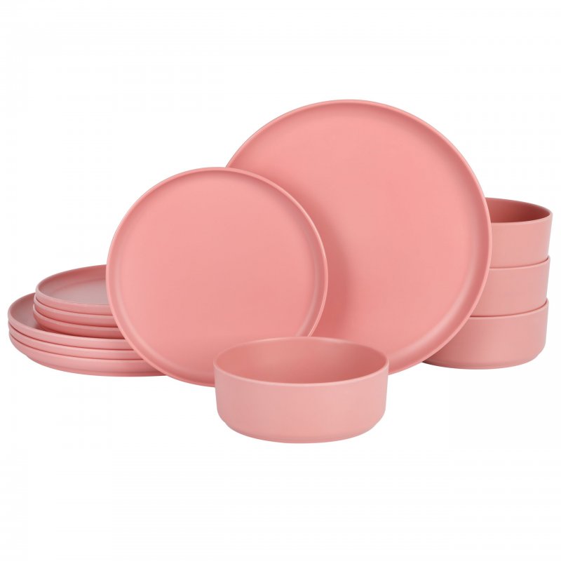 Canyon Crest 12-Piece Stackable Matte Melamine Dinnerware Set