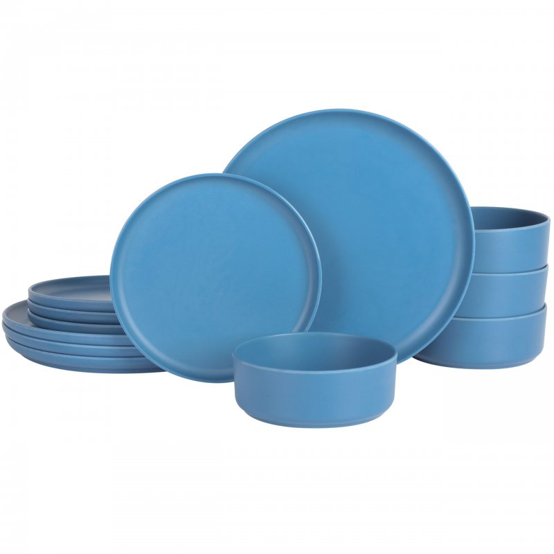Canyon Crest 12-Piece Stackable Matte Melamine Dinnerware Set