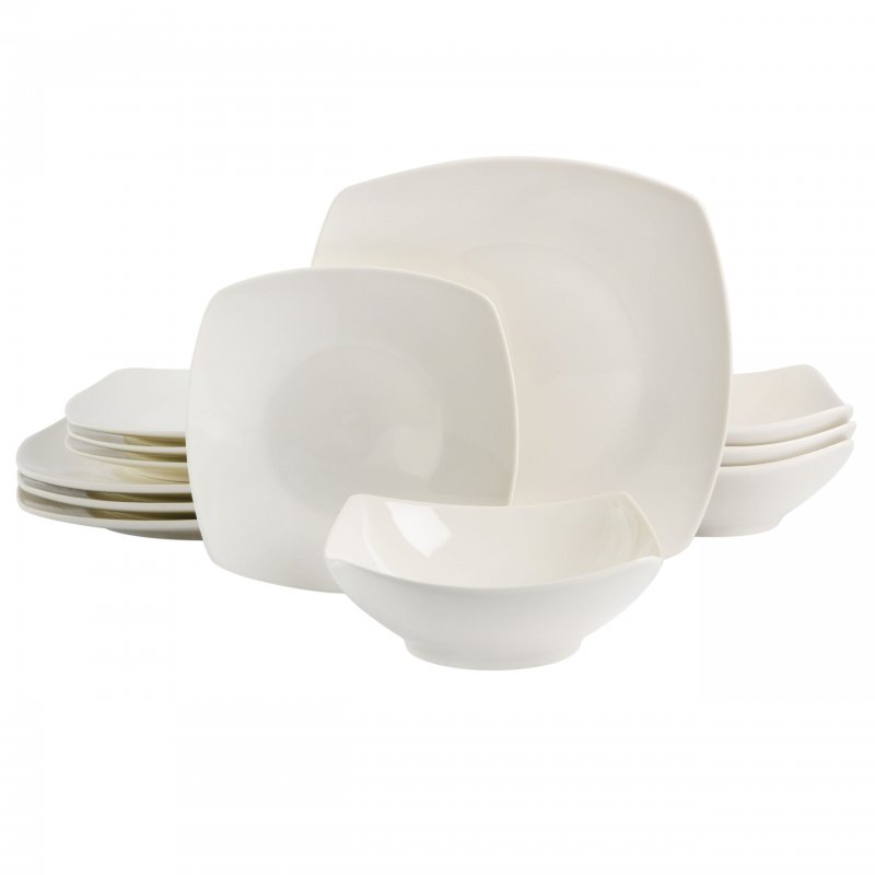 Everyday Square 12-Piece Fine Ceramic Dinnerware Set