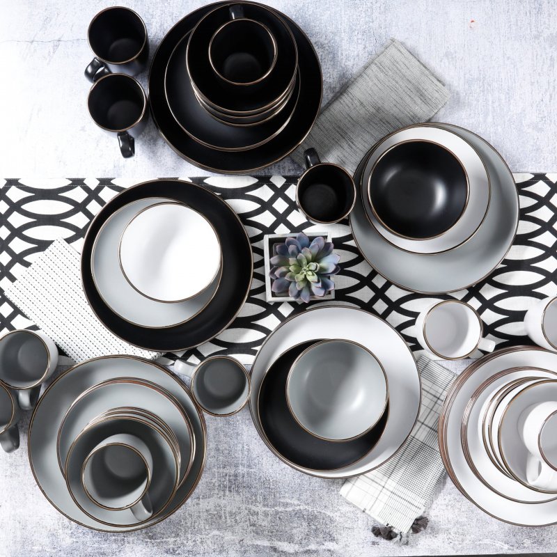 Rockaway Gold 16-Piece Stoneware Dinnerware Set