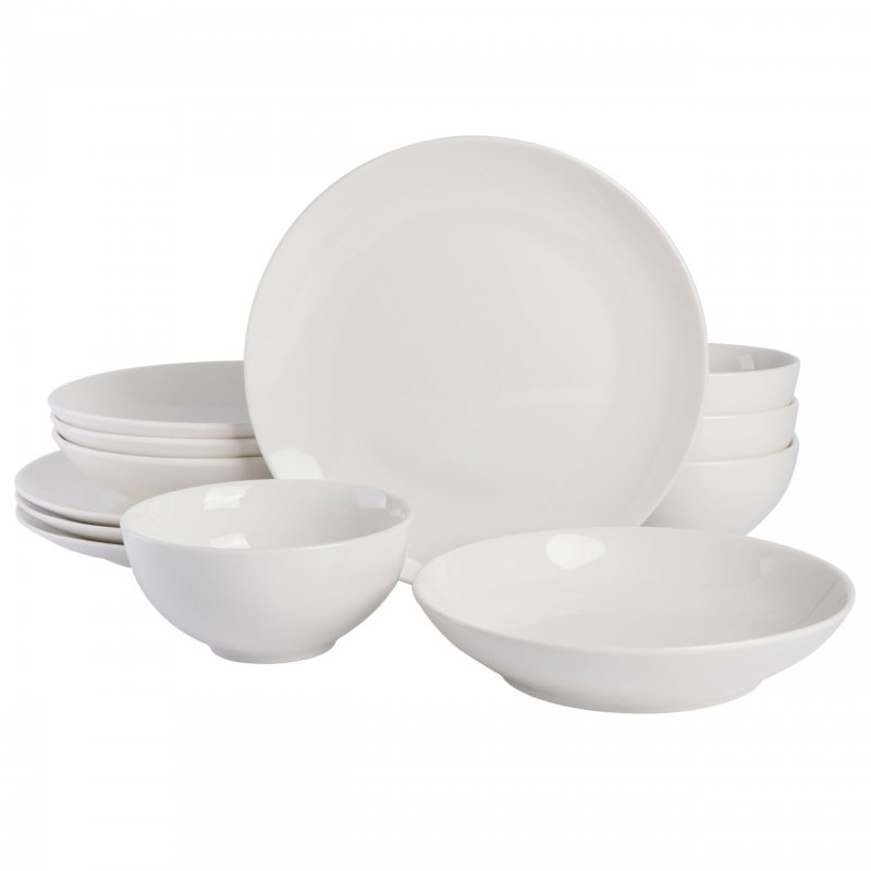 Next Gen 12-Piece Double Bowl Fine Ceramic Dinnerware Set