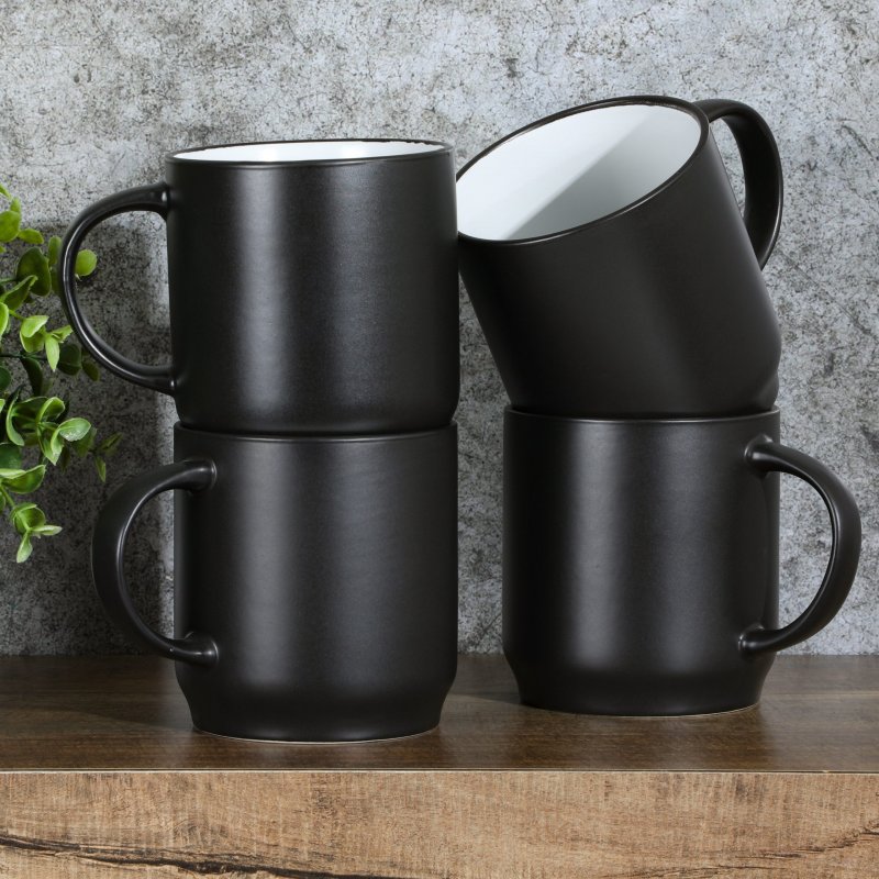 4 Pack Stoneware Stackable Mugs