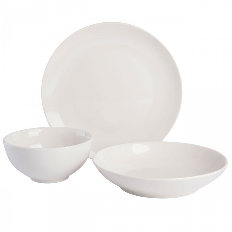 Next Gen 12-Piece Double Bowl Fine Ceramic Dinnerware Set