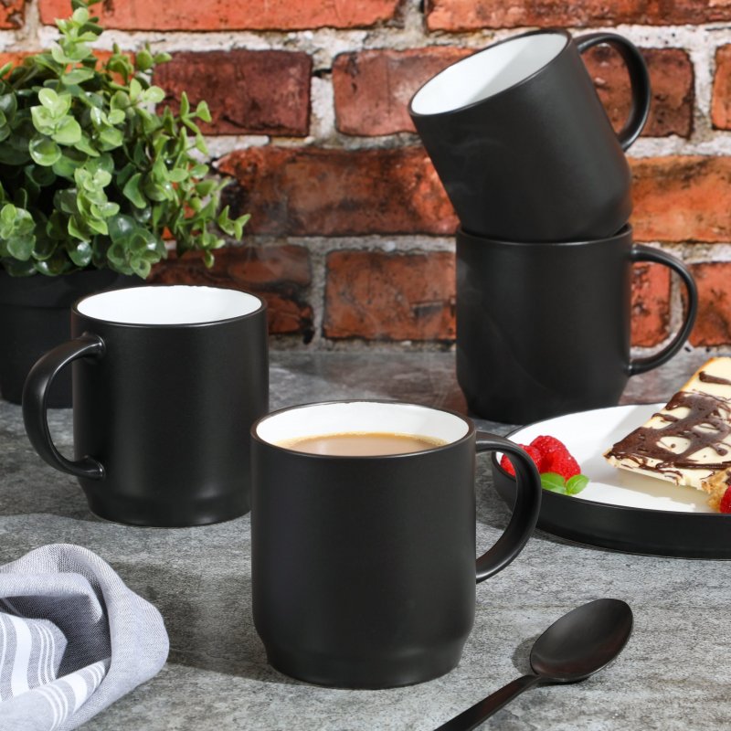 4 Pack Stoneware Stackable Mugs