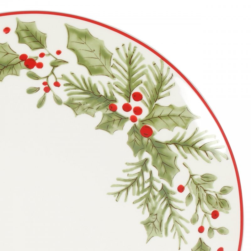12 Piece Festive Berries Decorated Porcelain Dinnerware Set