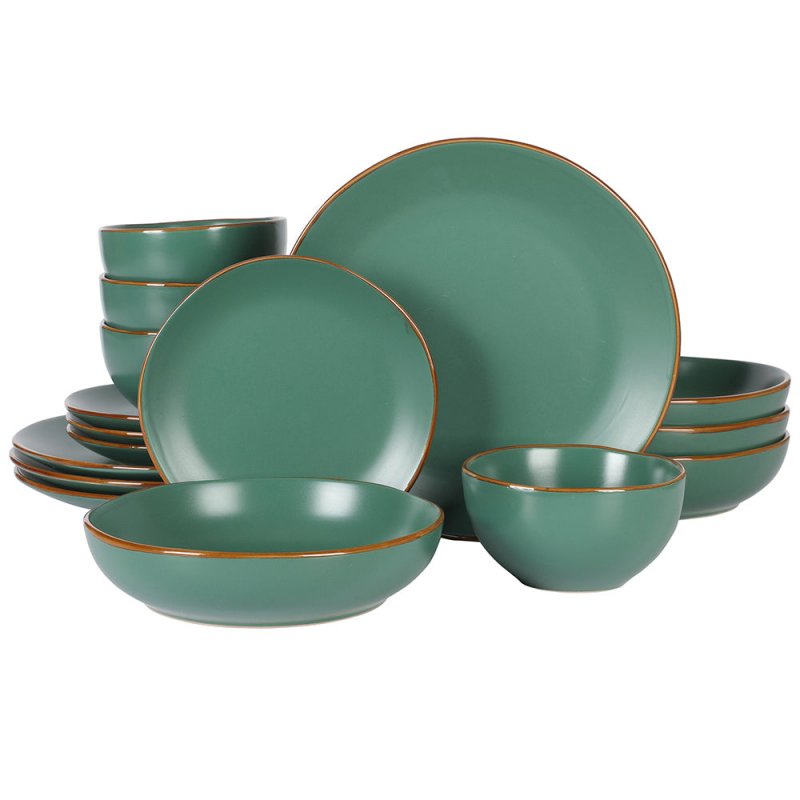 Hazeltine 16 Piece Plates and Bowls Dishes Stoneware Ceramic Dinnerware Set