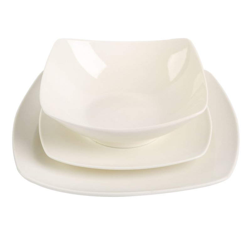 Everyday Square 12-Piece Fine Ceramic Dinnerware Set