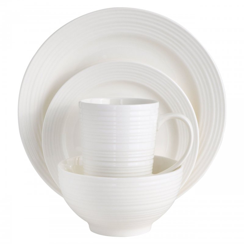 Amelia Court 16-Piece Fine Ceramic Dinnerware Set – White