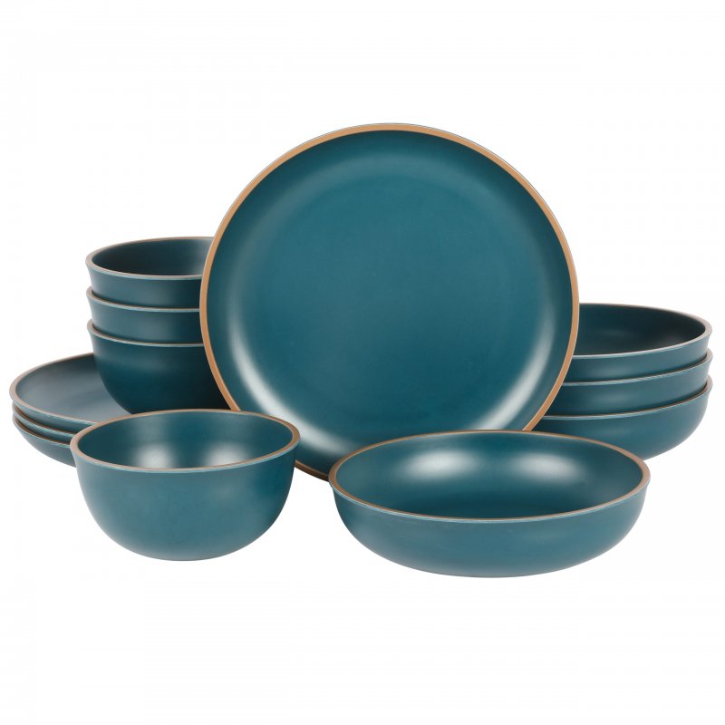 Rockabye 12-Piece Double Bowl Melamine Dinnerware Set