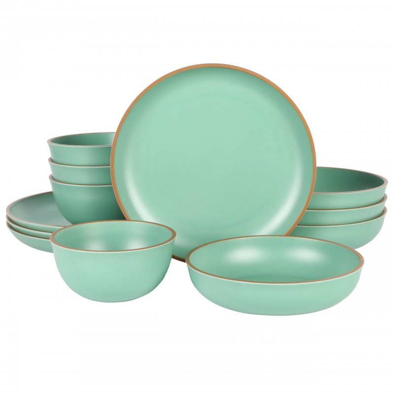 Rockabye 12-Piece Double Bowl Melamine Dinnerware Set