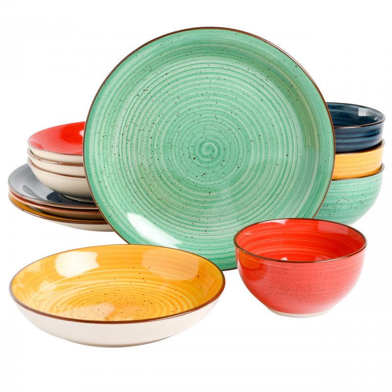 Color Speckle 12-Piece Stoneware Dinnerware Set