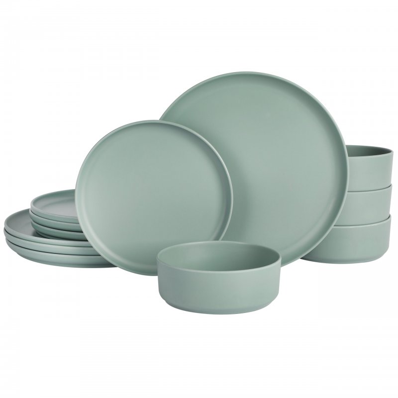 Canyon Crest 12-Piece Stackable Matte Melamine Dinnerware Set