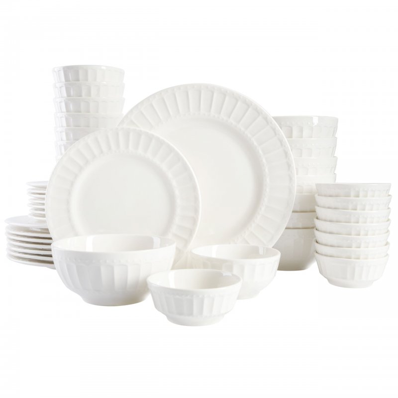 Gracious Dining Gourmet Expressions 40-Piece Embossed Porcelain Dinnerware Set