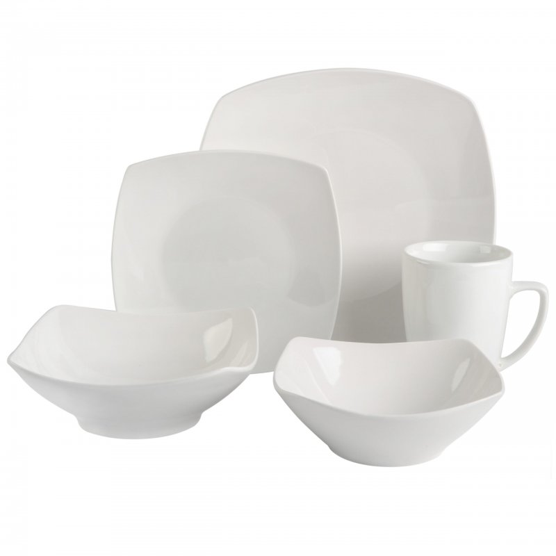 Everyday Square 40-Piece Fine Ceramic Expanded Dinnerware Set