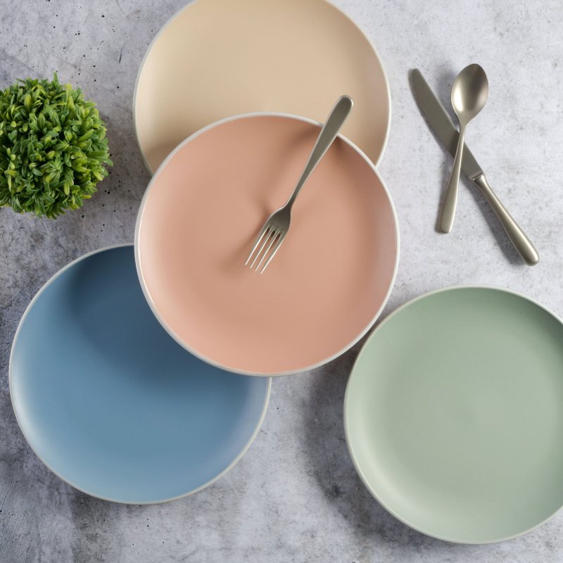 Creamy Tahini 4-Piece Dinner Plate Set