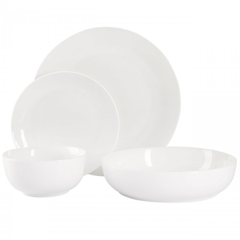 Gracious Dining 16-Piece Double Bowl Porcelain Dinnerware Set