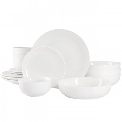 Gracious Dining 16-Piece Double Bowl Porcelain Dinnerware Set