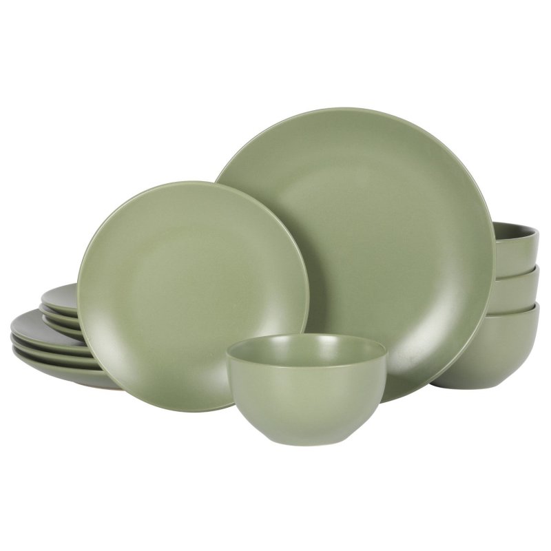 Queenslane 12-Piece Stoneware Matte Dinnerware Set