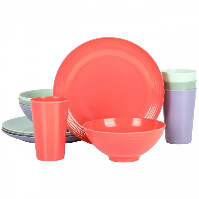 Zelly 12-Piece Coupe Embossed Melamine Dinnerware Set