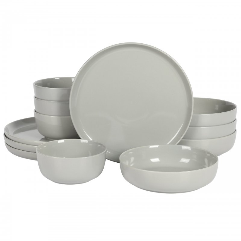 Oslo 12-Piece Porcelain Double Bowl Dinnerware Set