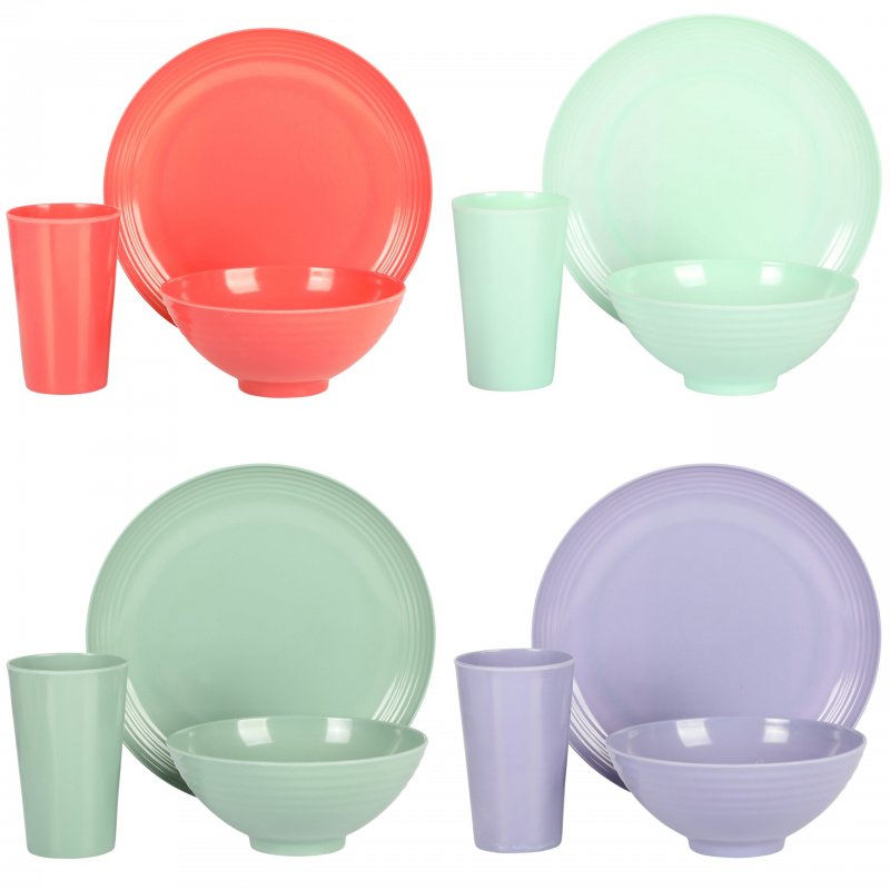 Zelly 12-Piece Coupe Embossed Melamine Dinnerware Set