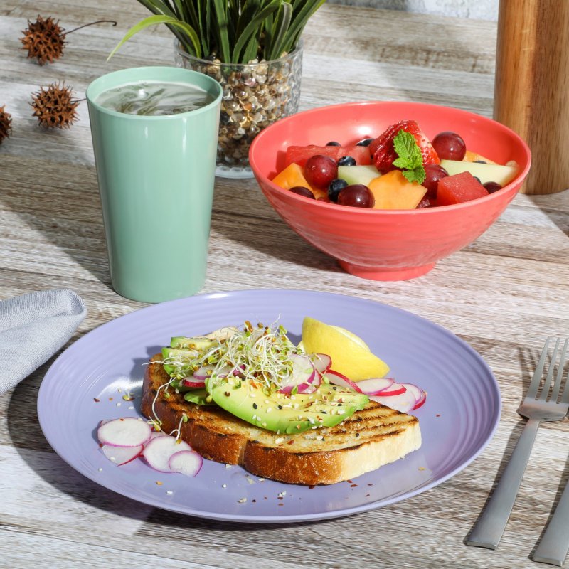 Zelly 12-Piece Coupe Embossed Melamine Dinnerware Set