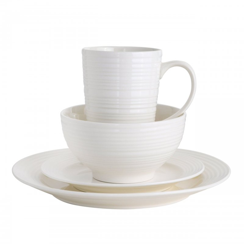 Amelia Court 16-Piece Fine Ceramic Dinnerware Set – White