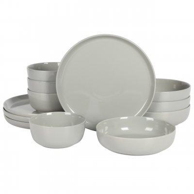 Oslo 12-Piece Porcelain Double Bowl Dinnerware Set