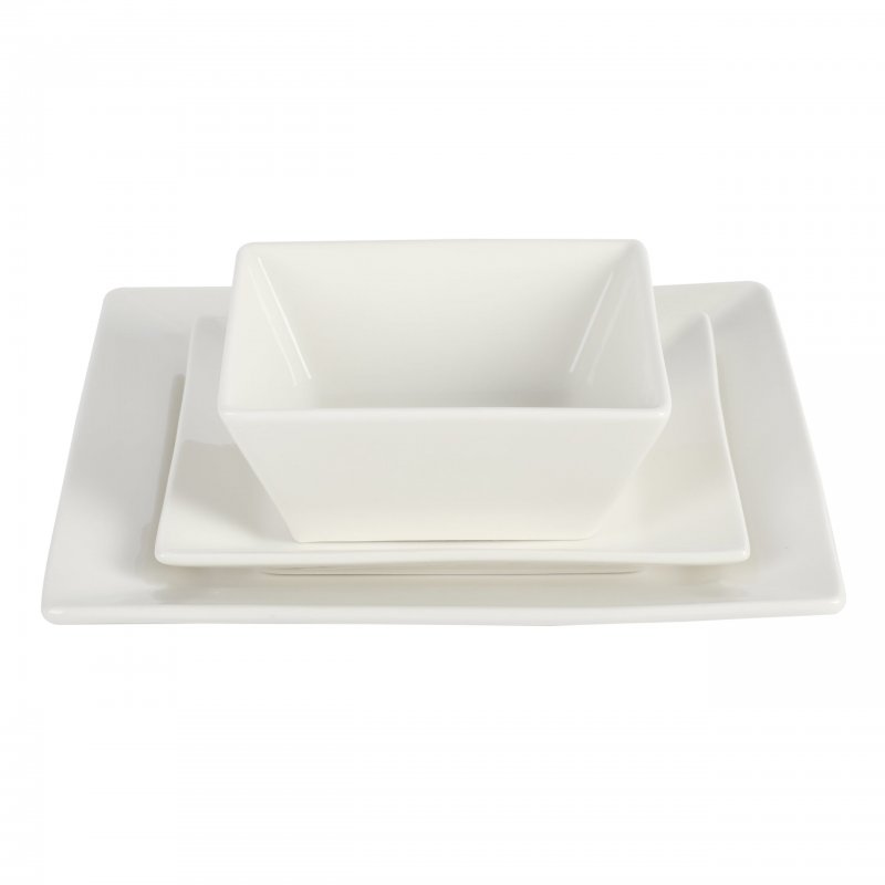 Zen Buffet Hard Square 24-Piece Porcelain Dinnerware Set
