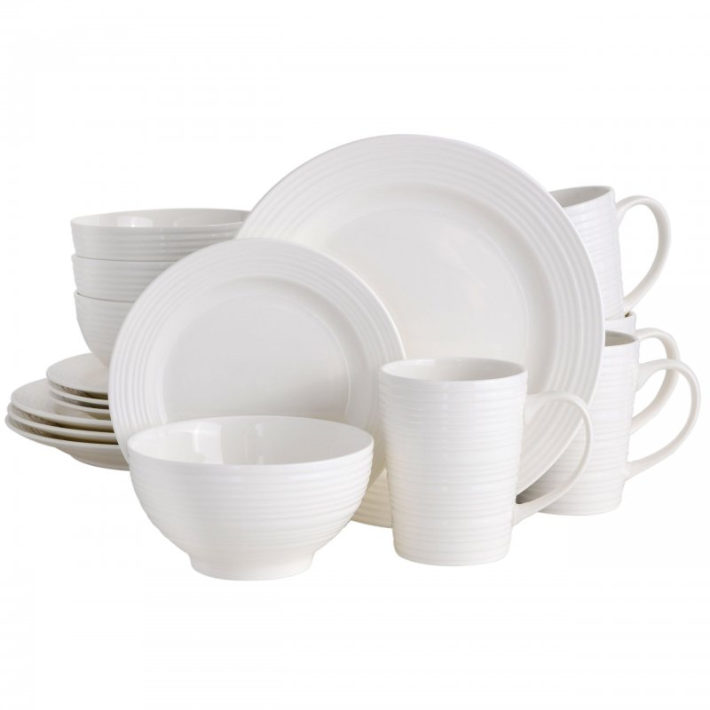 Amelia Court 16-Piece Fine Ceramic Dinnerware Set – White