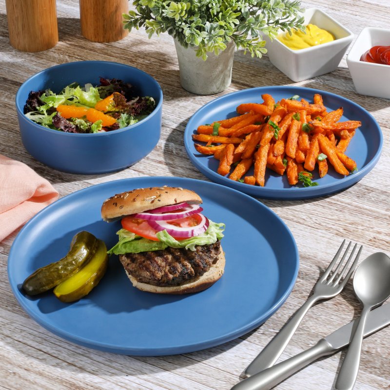 Canyon Crest 12-Piece Stackable Matte Melamine Dinnerware Set