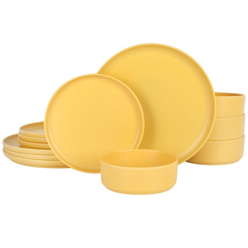 Canyon Crest 12-Piece Stackable Matte Melamine Dinnerware Set