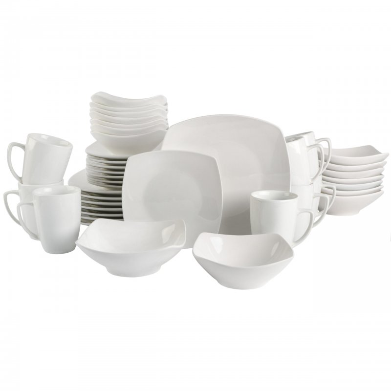 Everyday Square 40-Piece Fine Ceramic Expanded Dinnerware Set