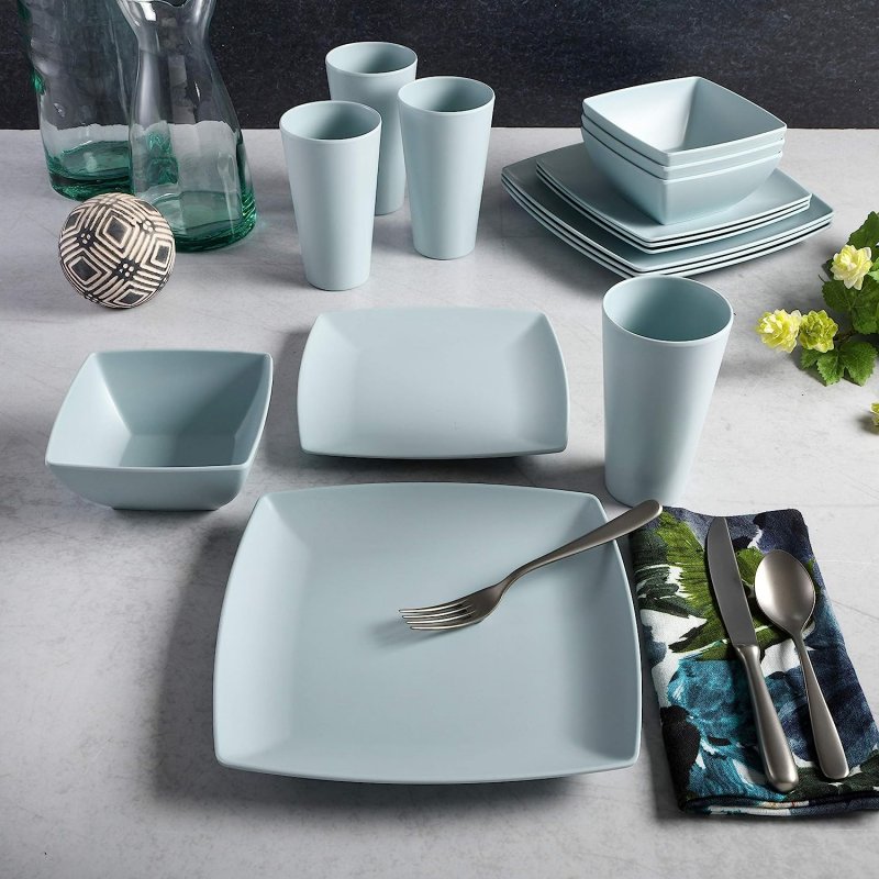 Soho Lounge Grayson Square 16-Piece Melamine Dinnerware Set